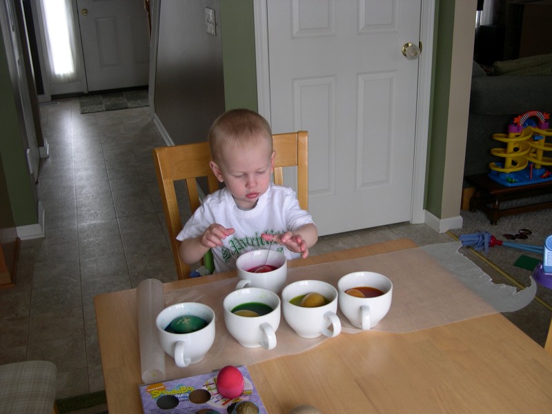 Nick with his cups of eggs