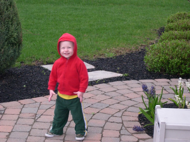 Nick loves his red jacket and hood