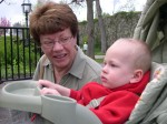 Nick looking at the elephants with Great Aunt Carolyn