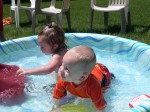 Nicky and Rylie in the pool