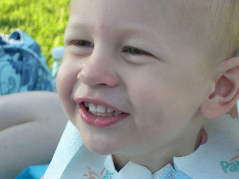 Nicky enjoying his picnic