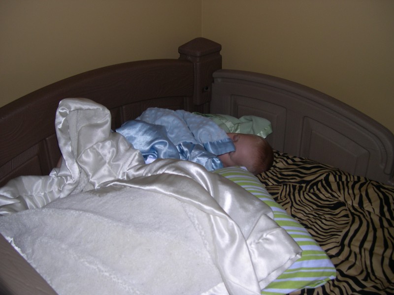 Nicky's second nap in the big-boy bed!