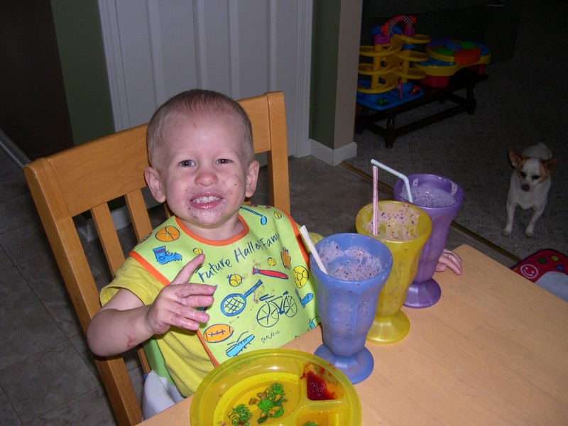 Nicky enjoying everyone's smoothies