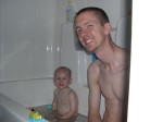 Nicky and Daddy taking a bath