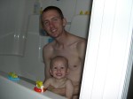 Nicky and Daddy taking a bath