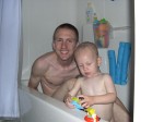 Nicky and Daddy taking a bath