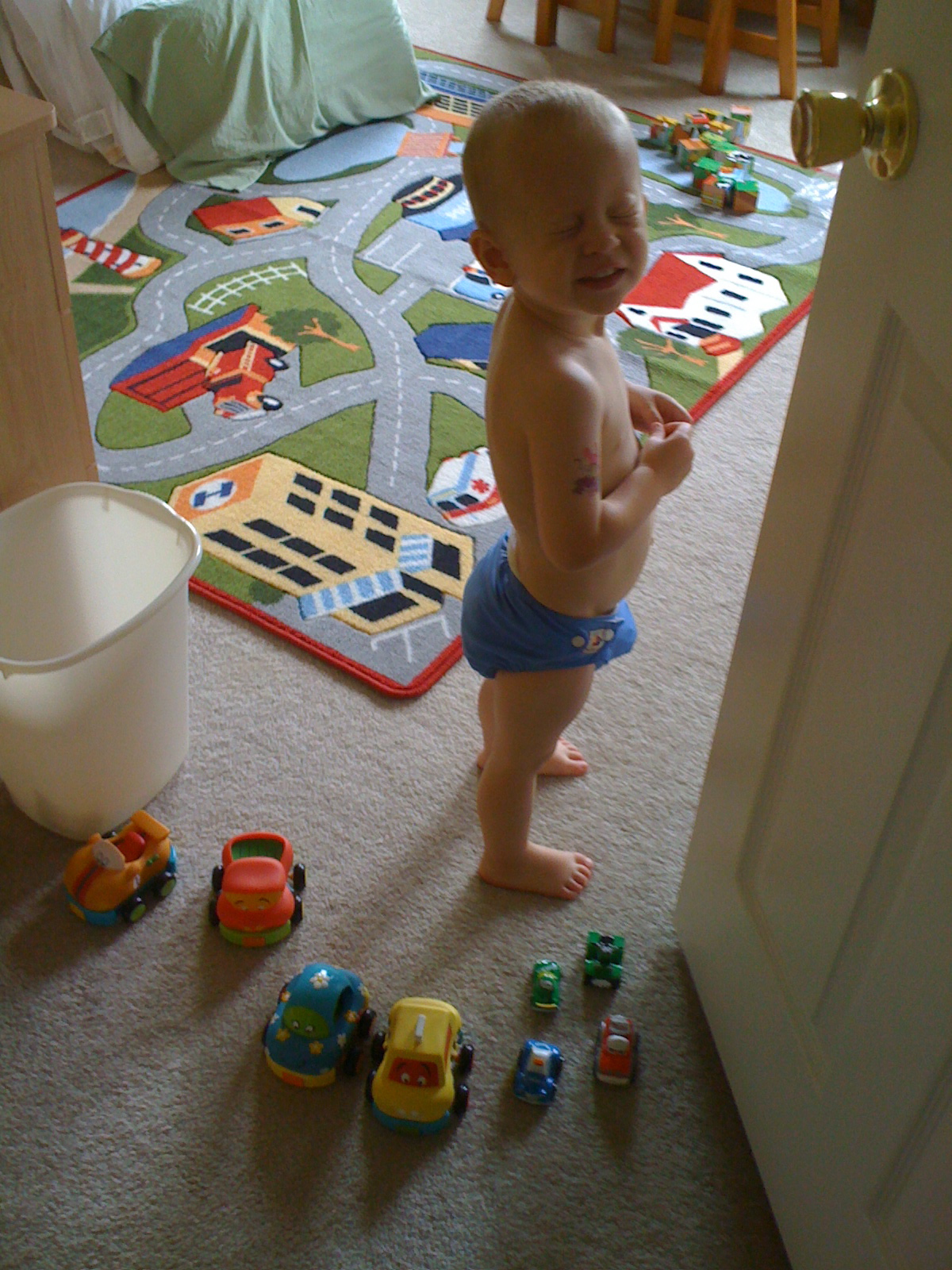 Nicky playing in his room