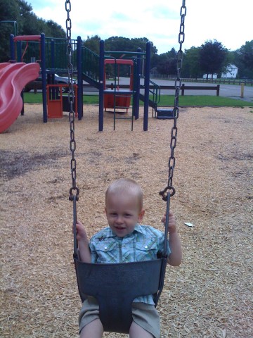 Enjoying the swing at Barnard Park