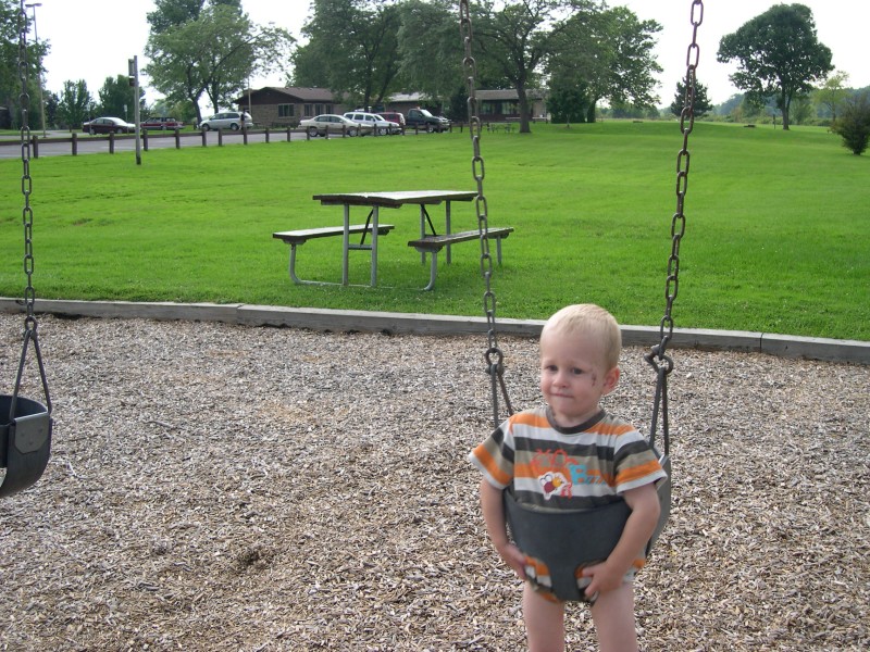 Nicky swinging at Braddock Bay Park