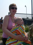 Mommy and Nicky at the spray park at Seabreeze