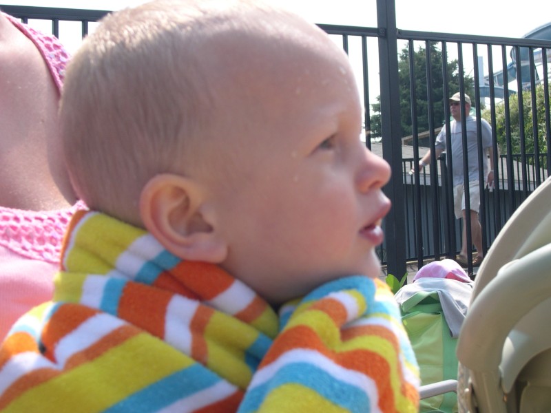 Nicky watching the big bucket at Seabreeze