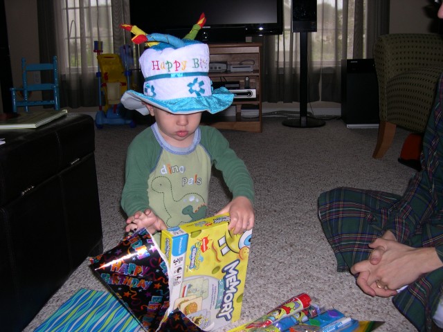 Nicky opening his presents