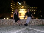 Chuck and Jen after dinner in front of a fountain on the hotel grounds