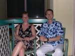 Jen and Chuck pose on the balcony