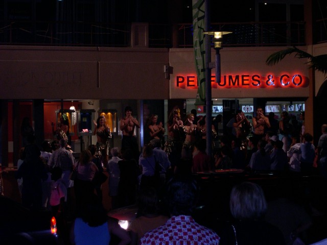 Dancers from the Casino Royale giving a preview show in the street