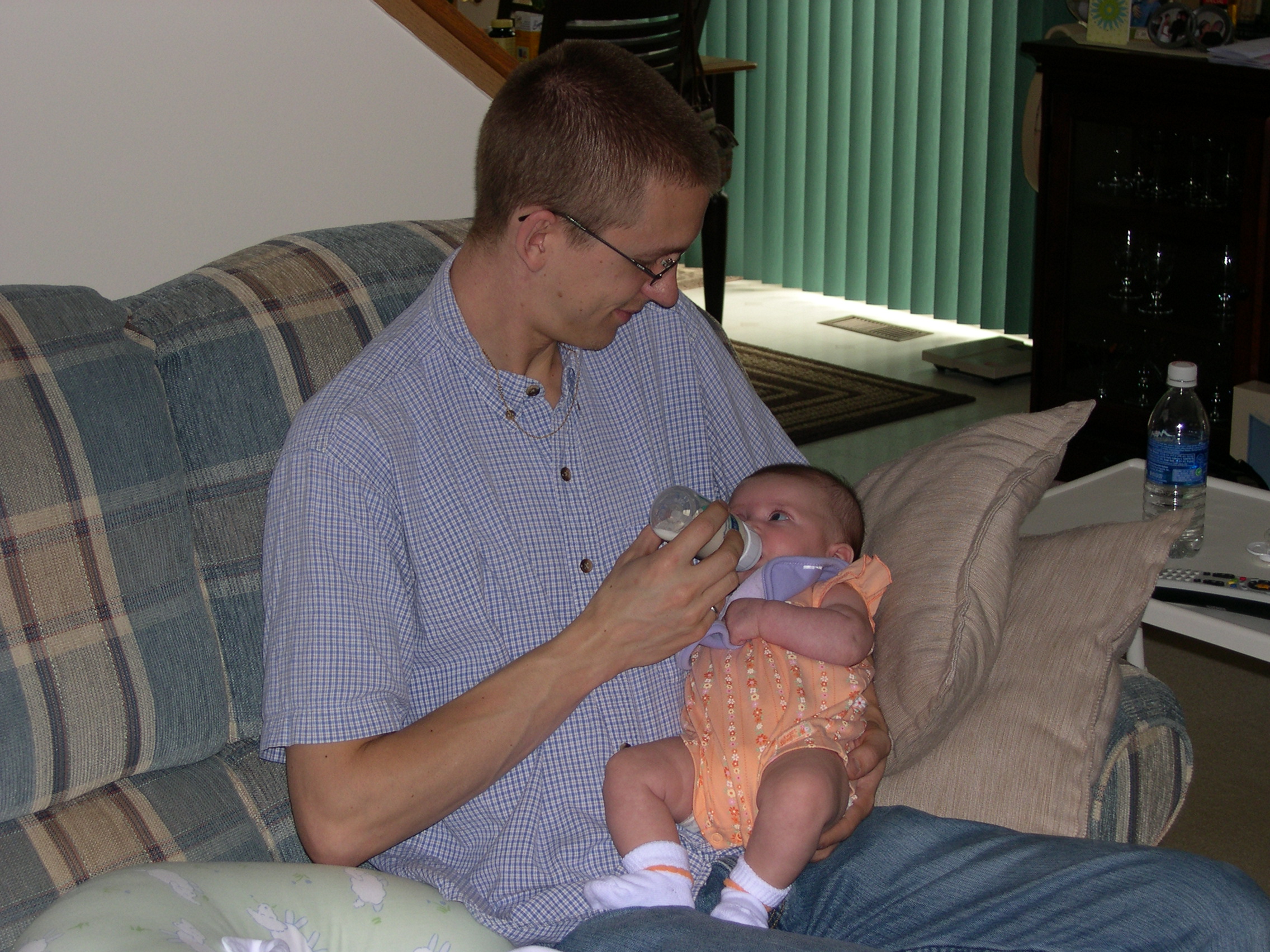 Uncle Chuck practicing feeding Abbie