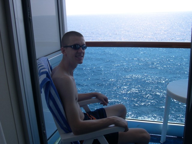 Chuck enjoying the first day at sea