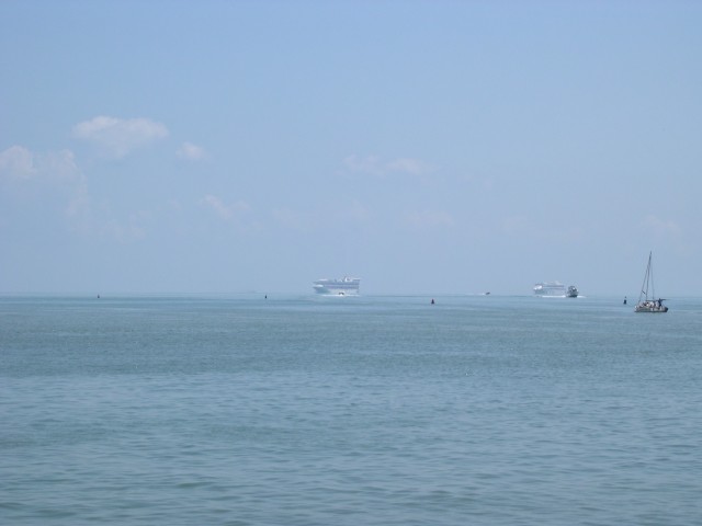 The Grand Princess waiting outside of Belize