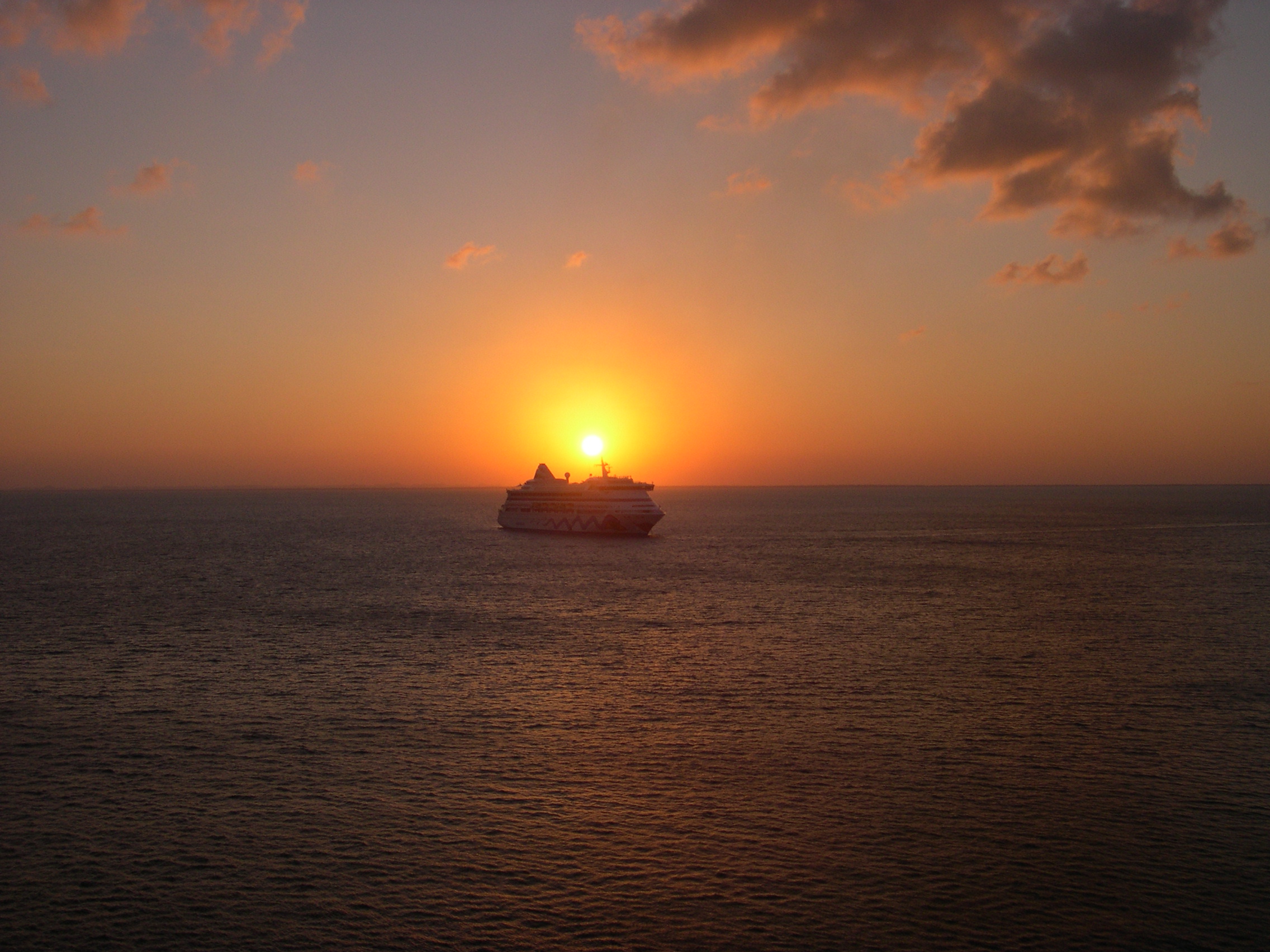 The sun was setting as we left Belize