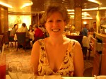 Jen at dinner (without a flash)