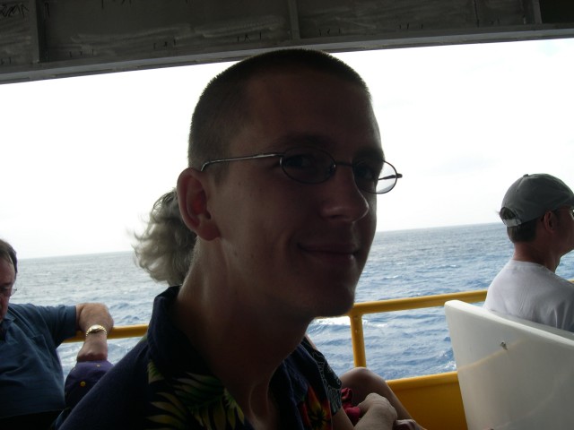 Chuck on the tender to Cozumel