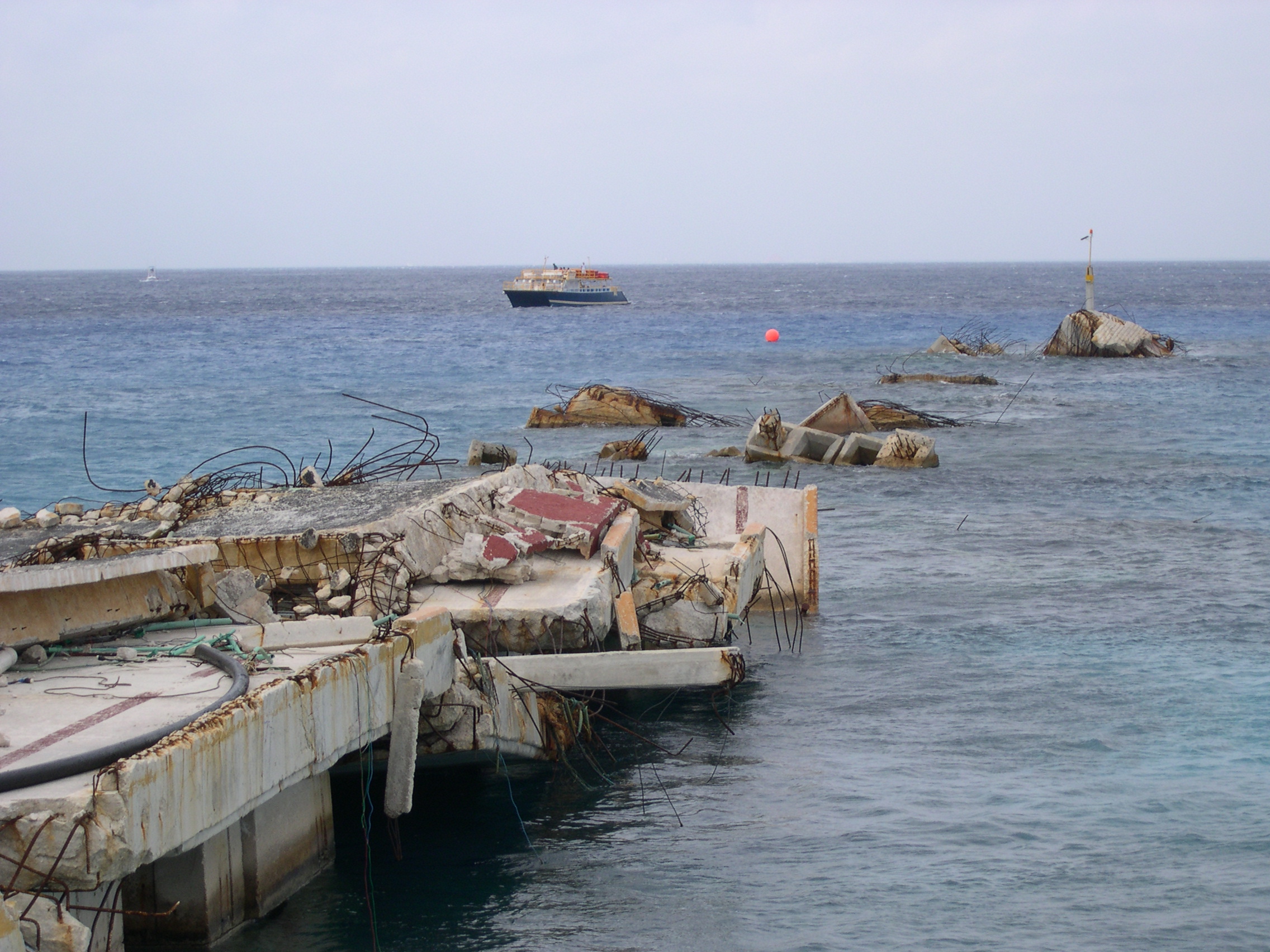 Cozumel and its dock were damaged heavily by Hurricane Wilma