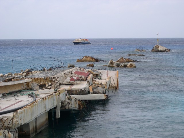 Cozumel and its dock were damaged heavily by Hurricane Wilma