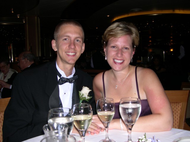 Chuck and Jen at dinner on the first formal night