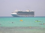 The Caribbean Princess docked offshore at Princess Cays