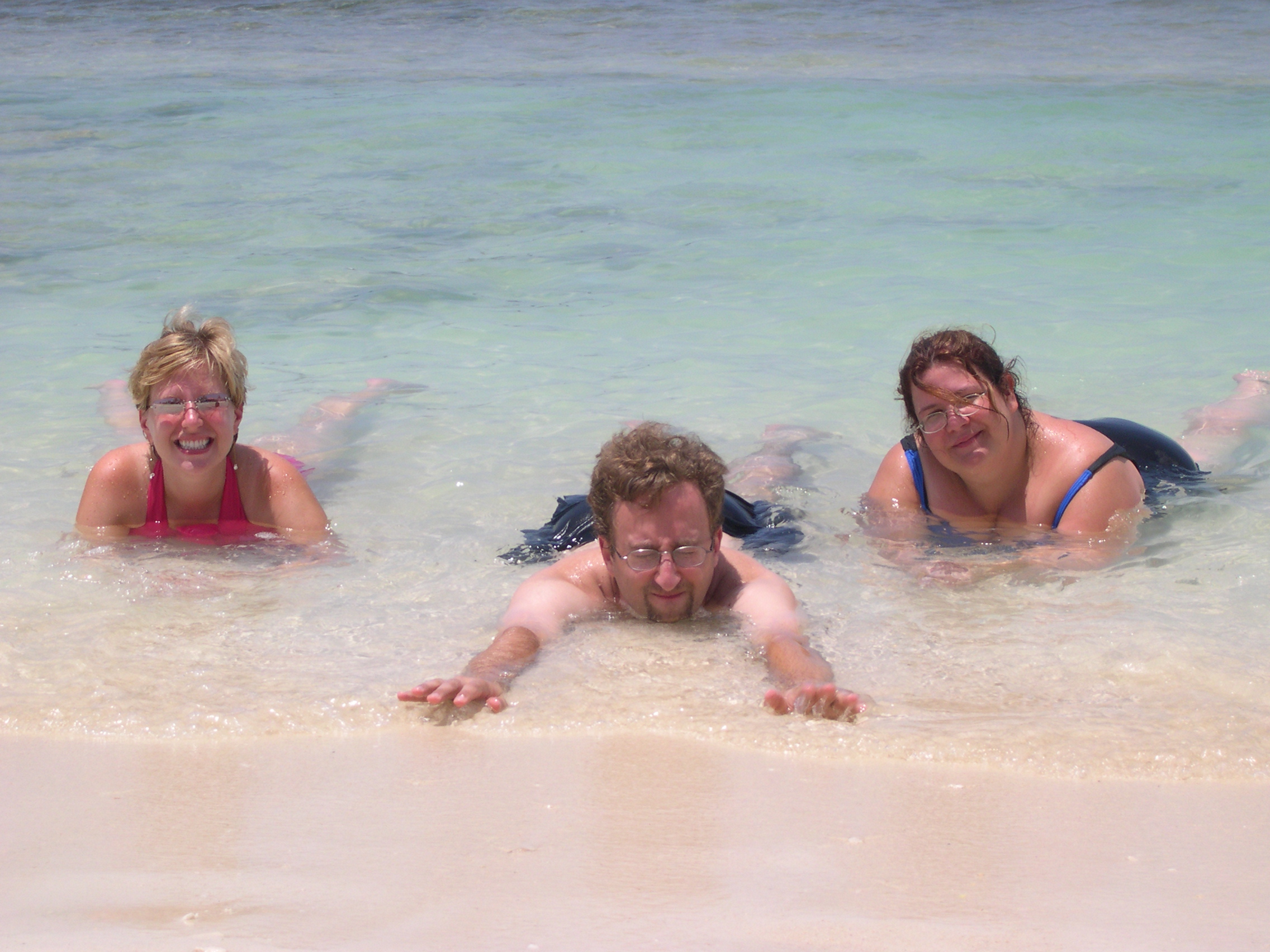 Jen, Matt, and Crystal swimming at Princess Cays