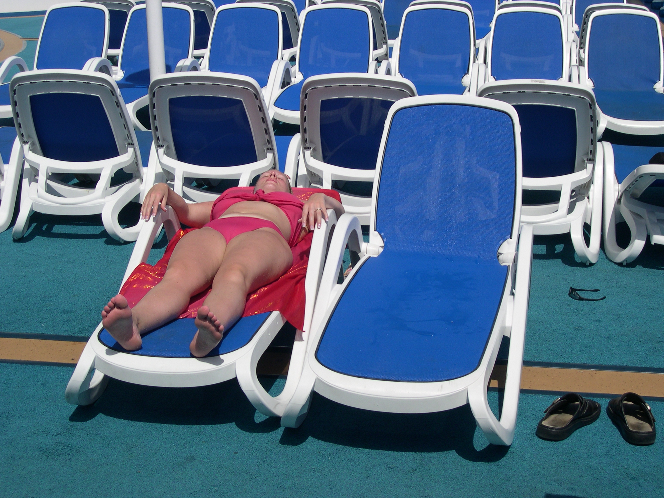 Jen tanning on the deck