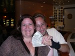 Crystal and Matt showing off the $400+ Crystal won at slots