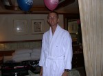 Chuck in his robe ready for cards