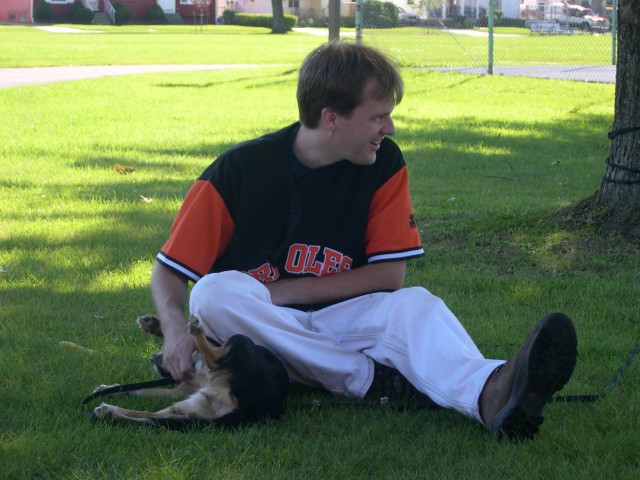 Scott and Lexi sitting in Mang Park