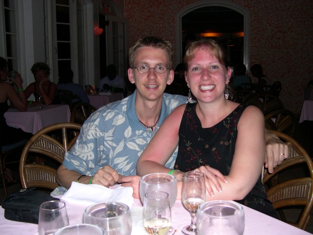 Chuck and Jen at dinner