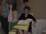 Opening gifts from Aunt Rhona