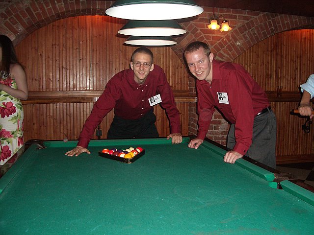 Chuck and Steve playing pool