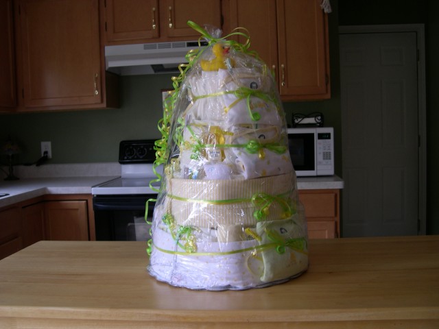 The beautiful diaper cake Rebecca made for me!