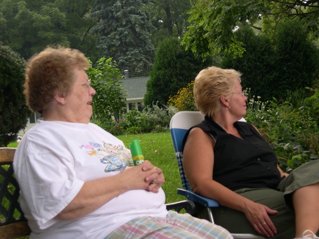 Nancy and Karen watch the kayakers