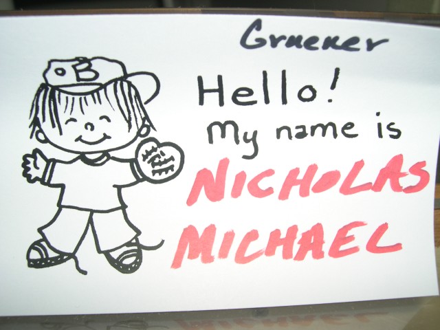 Label on Nick's Crib