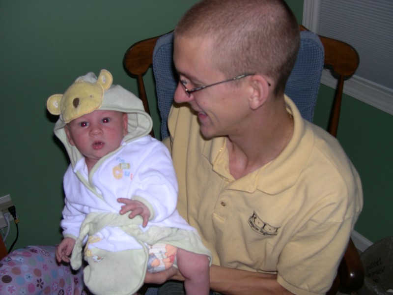 Daddy and Nicky in his robe