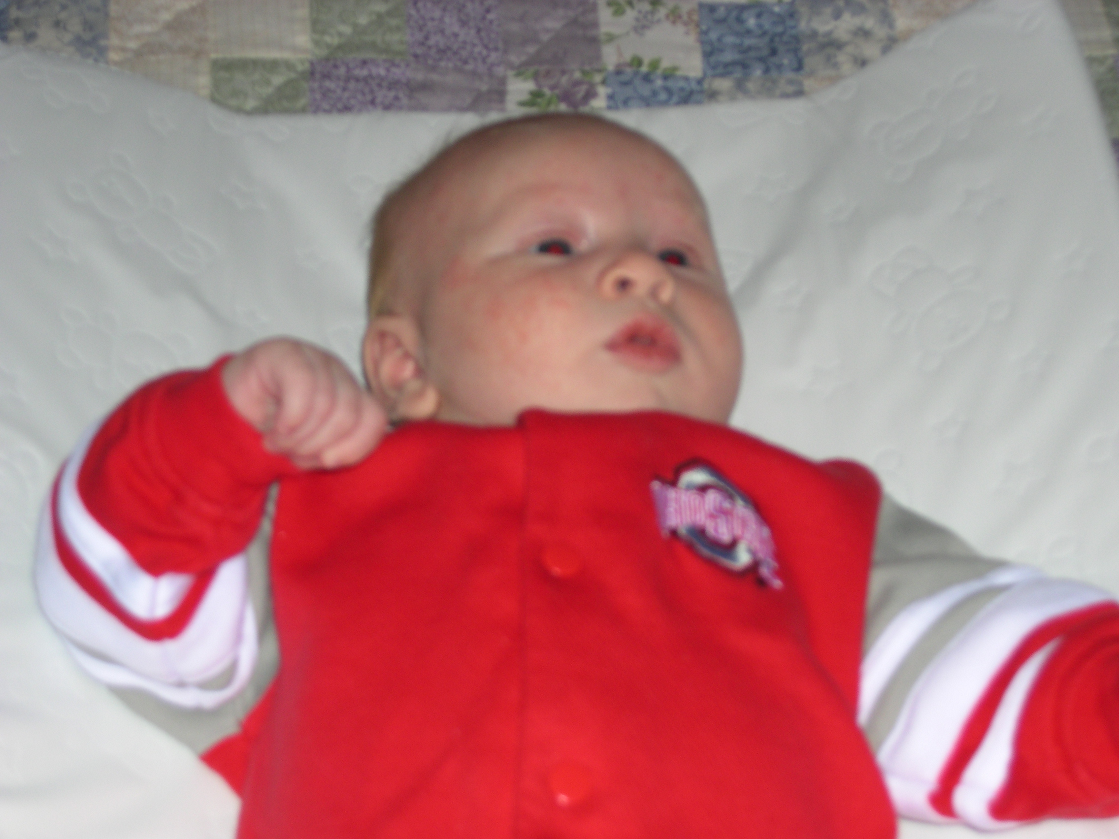 Nicky getting ready for bed at Grandma and Grandpa's house