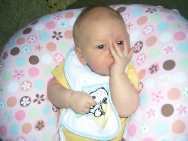 Baby Snoopy bib from Aunt Marcie and Uncle Todd