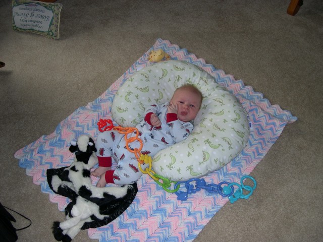 Nicky playing while he's waiting for Grandma